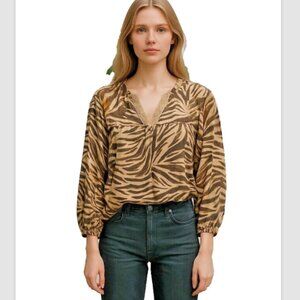 Tiger Print Blouse w/ Cami Size Large NEW Balloon Sleeve  Women's  ZAC & RACHEL